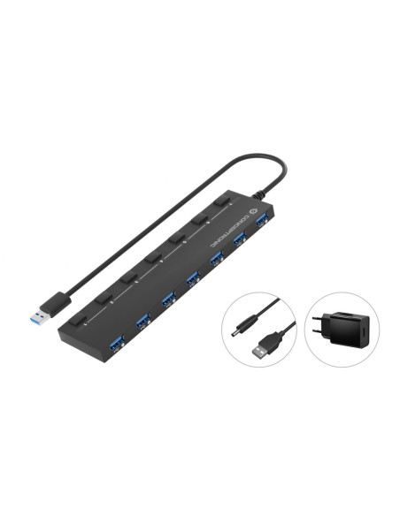 Conceptronic HUBBIES19BP hub di interfaccia USB 3.2 Gen 1 (3.1 Gen 1) Type-A 5000 Mbit/s Nero