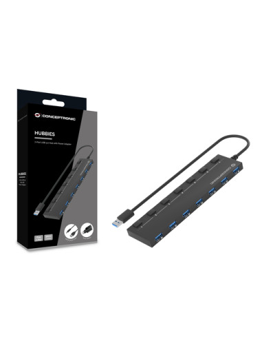 Conceptronic HUBBIES19BP hub di interfaccia USB 3.2 Gen 1 (3.1 Gen 1) Type-A 5000 Mbit/s Nero