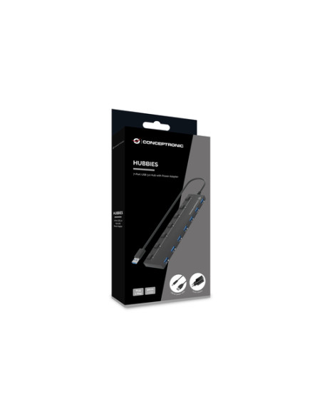 Conceptronic HUBBIES19BP hub di interfaccia USB 3.2 Gen 1 (3.1 Gen 1) Type-A 5000 Mbit/s Nero