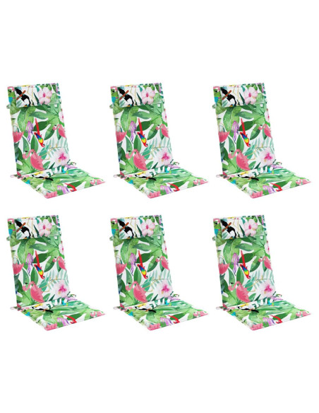 Cuscini per Sedia Schienale Alto 6pz Multicolore Tessuto Oxford