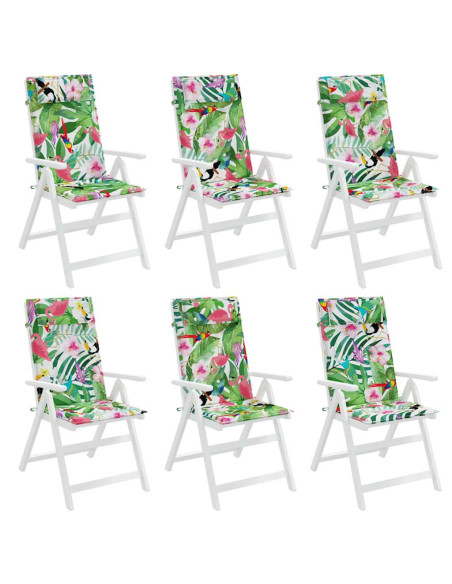 Cuscini per Sedia Schienale Alto 6pz Multicolore Tessuto Oxford