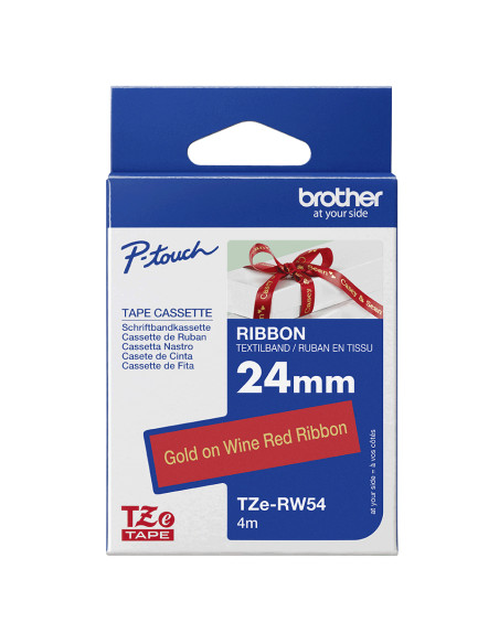 Brother TZE-RW54 nastro per etichettatrice Oro su rosso