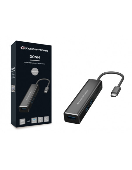 Conceptronic DONN08B replicatore di porte e docking station per laptop USB 3.2 Gen 1 (3.1 Gen 1) Type-C Nero