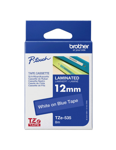 Brother TZE-535 nastro per etichettatrice Bianco su blu