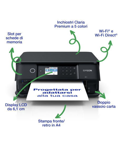 Epson Expression Premium XP-6100 stampante multifunzionale Wireless, Stampa, Scansiona, Copia, Stampa fotografie, Fronte/Retro, 