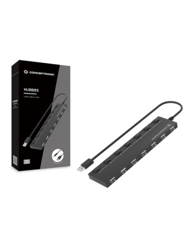 Conceptronic HUBBIES08B hub di interfaccia USB 2.0 480 Mbit/s Nero