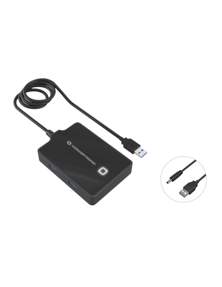 Conceptronic HUBBIES11B replicatore di porte e docking station per laptop USB 3.2 Gen 1 (3.1 Gen 1) Type-A Nero