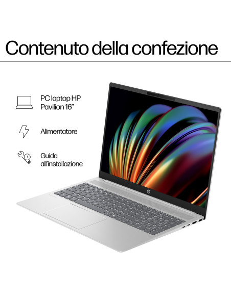 HP Pavilion 16-af0012nl Intel Core Ultra 5 125U Computer portatile 40,6 cm (16") 2K 16 GB LPDDR5-SDRAM 512 GB SSD Wi-Fi 6 (802.1
