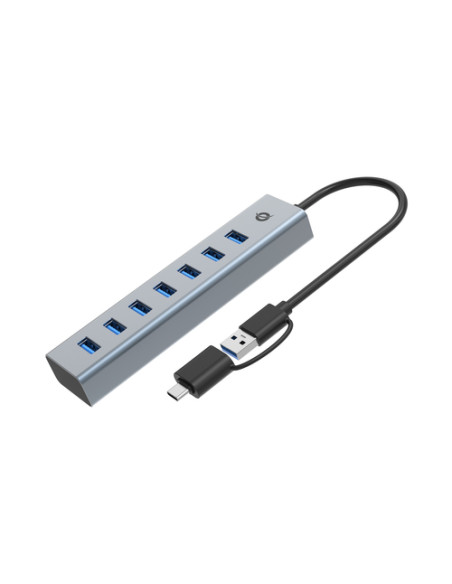 Conceptronic HUBBIES21GP hub di interfaccia USB 3.2 Gen 1 (3.1 Gen 1) Type-A 5000 Mbit/s Grigio