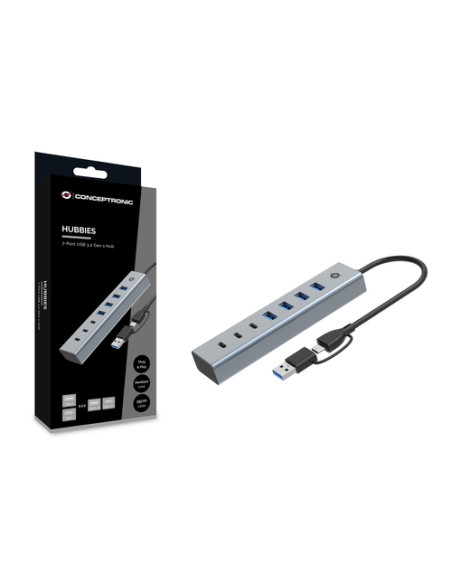 Conceptronic HUBBIES20G hub di interfaccia USB 3.2 Gen 1 (3.1 Gen 1) Type-C 5000 Mbit/s Grigio
