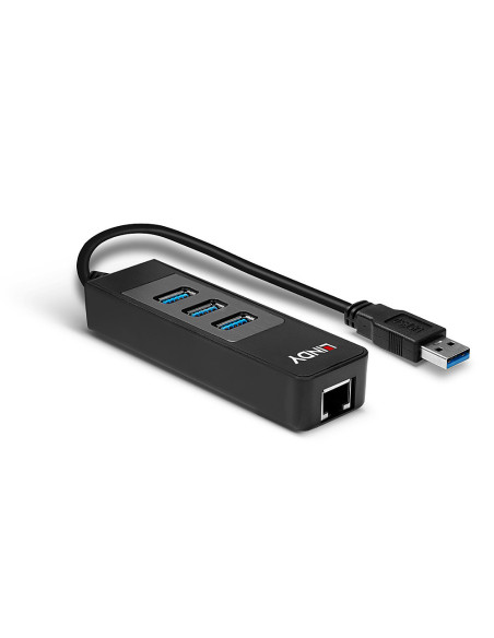 Lindy 43176 hub di interfaccia USB 3.2 Gen 1 (3.1 Gen 1) Type-A 5000 Mbit/s Nero
