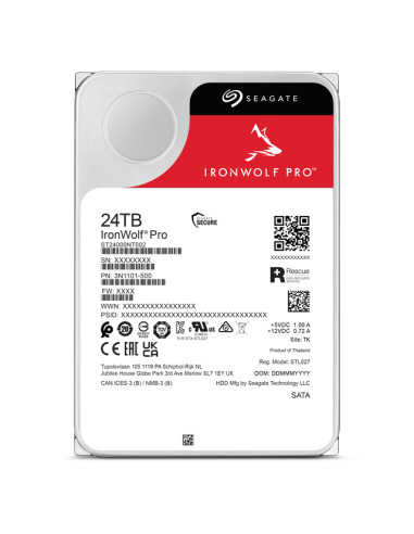 Seagate IronWolf Pro ST24000NT002 disco rigido interno 24 TB 7200 Giri/min 512 MB 3.5" Serial ATA III