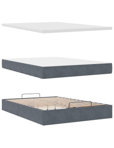 Struttura Letto Pouf con Materasso 140x200 cm in Velluto