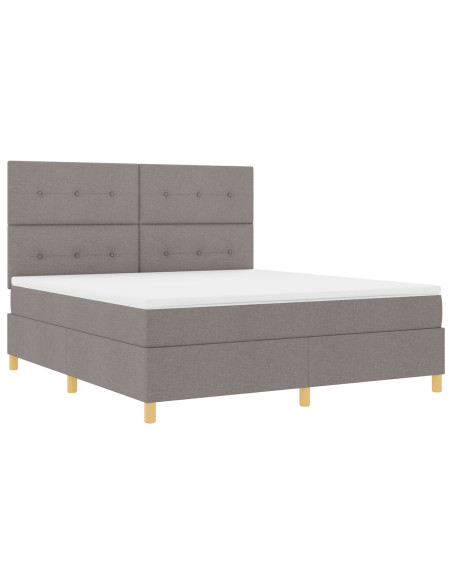 Letto Box Spring con Materasso Tortora Super King in Tessuto