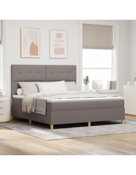 Letto Box Spring con Materasso Tortora Super King in Tessuto