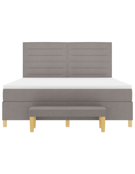 Letto con Contenitore e Materasso e Panchina Tortora 180x200 cm in Tessuto