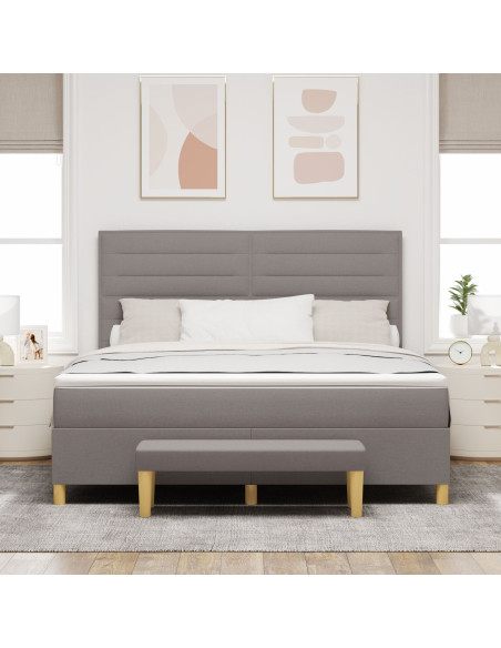 Letto con Contenitore e Materasso e Panchina Tortora 180x200 cm in Tessuto
