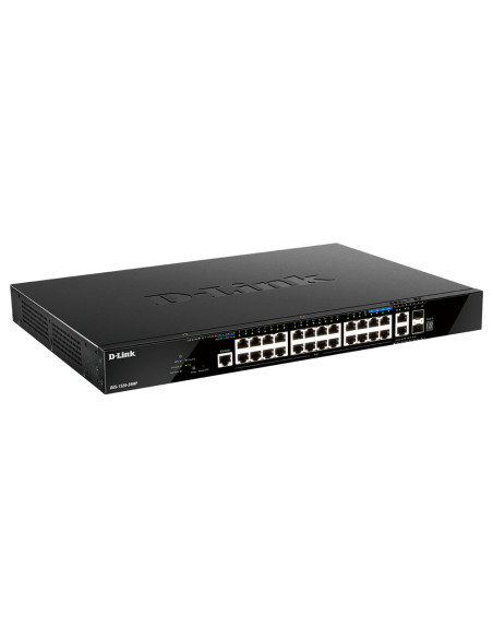 D-Link DGS-1520-28MP switch di rete Gestito L3 Gigabit Ethernet (10/100/1000) Supporto Power over Ethernet (PoE) 1U Nero