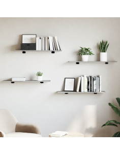 Ripiani per Libreria 4pz Grigio Cemento 80x20x1,5cm Multistrato 2