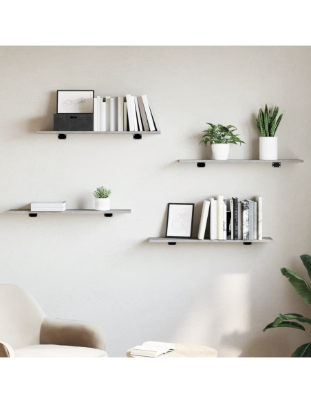 Ripiani per Libreria 4pz Grigio Cemento 80x20x1,5cm Multistrato