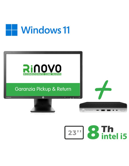 RINOVO ULTRA MINI PC DM HP 600-800 G4/G5 I5-8X00T 8GB 256SSD W11P RN65522115 + MONITOR HP 23" RNE23I