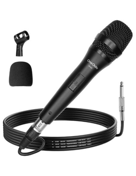 OneOdio ON55 Microfono Dinamico Cardioide con Cavo XLR da 5m e Supporto per Clip