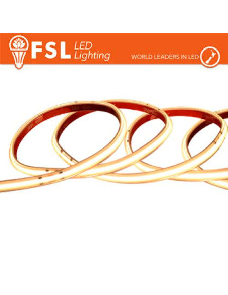 LUCE CALDA - 3000K STRISCIA LED COB 5METRI - IP65 3000K 24V 15W/M 1450LM/M