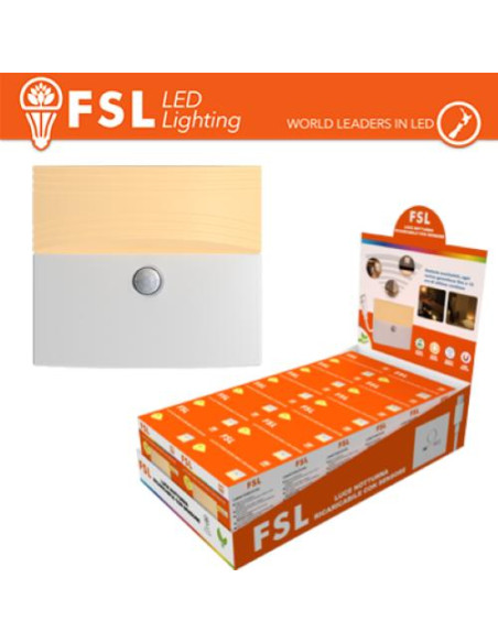 BIANCO LUCE NOTTURNA RICARICABILE CON SENSORE DI MOVIMENTO CON ESPOSITORE