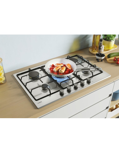 Candy Timeless CEL7P4WX Acciaio inox Da incasso 74.5 cm Gas 5 Fornello(i)
