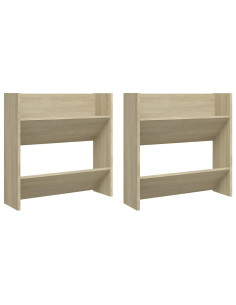 Scarpiere a Muro 2pz Rovere Sonoma 60x18x60cm Legno Multistrato