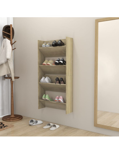 Scarpiere a Muro 2pz Rovere Sonoma 60x18x60cm Legno Multistrato