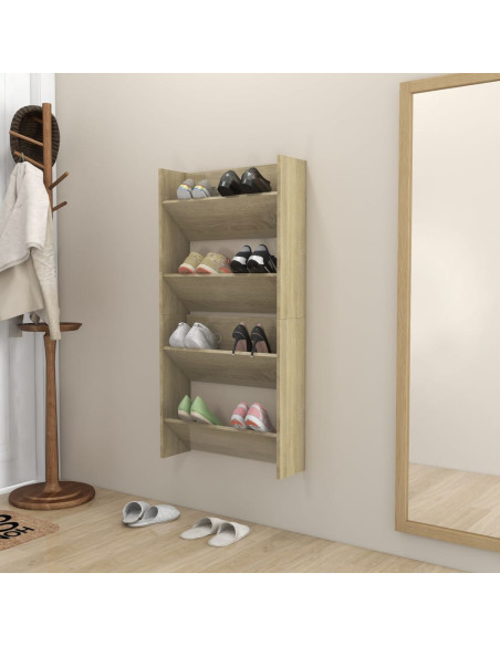 Scarpiere a Muro 2pz Rovere Sonoma 60x18x60cm Legno Multistrato