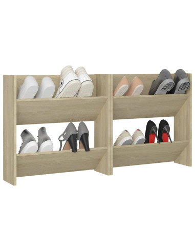 Scarpiere a Muro 2pz Rovere Sonoma 60x18x60cm Legno Multistrato