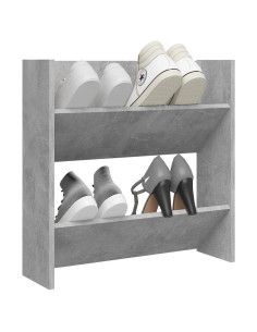 Scarpiera a Muro Grigio Cemento 60x18x60cm in Legno Multistrato 2