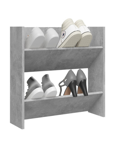 Scarpiera a Muro Grigio Cemento 60x18x60cm in Legno Multistrato