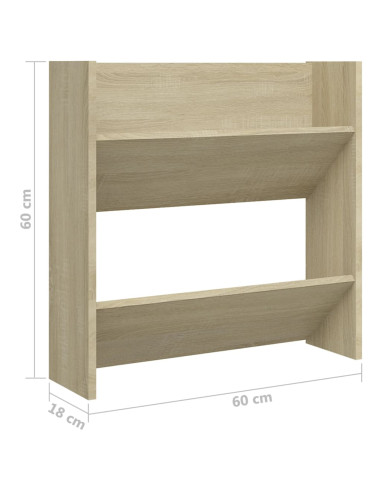 Scarpiera a Muro Rovere Sonoma 60x18x60 cm in Legno Multistrato