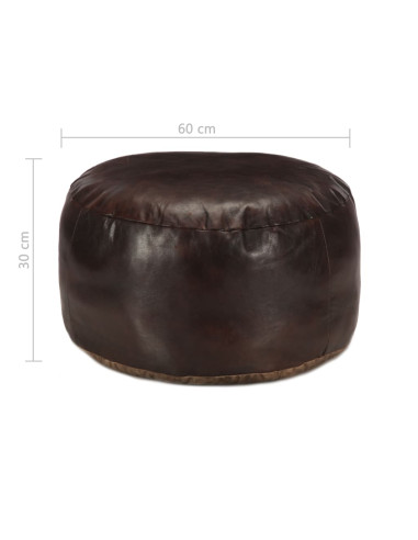 Pouf Marrone Scuro 60x30 cm in Vera Pelle di Capra