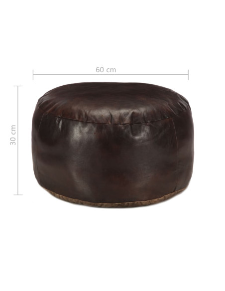 Pouf Marrone Scuro 60x30 cm in Vera Pelle di Capra