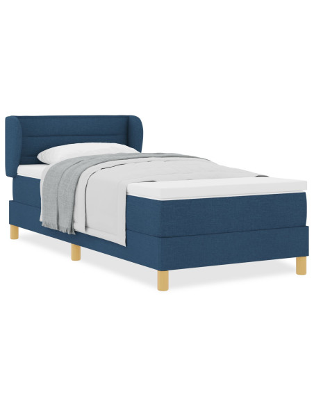 Letto Box Spring  con Materasso Blu, 80x200 cm, Tessuto