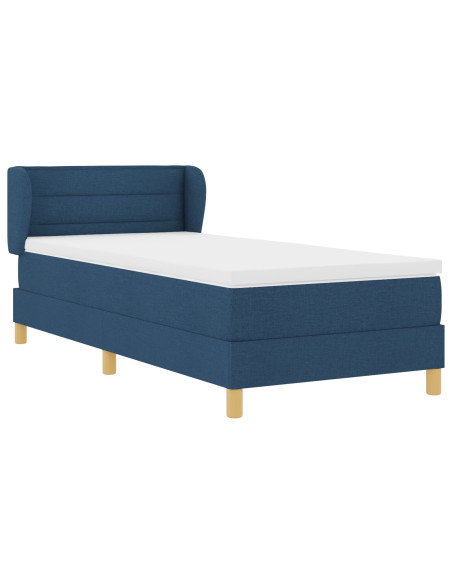 Letto Box Spring  con Materasso Blu, 80x200 cm, Tessuto