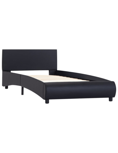 Giroletto con LED senza Materasso Nero in Similpelle 90x200 cm