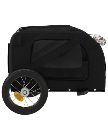 Rimorchio da Bici per Animali Nero Oxford e Ferro