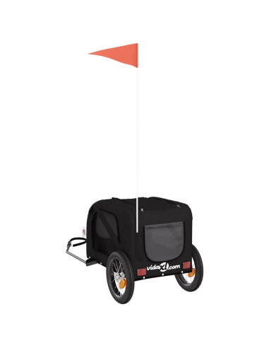 Rimorchio da Bici per Animali Nero Oxford e Ferro