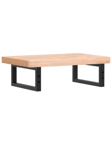 Ripiano a Parete per Lavabo in Acciaio e Massello di Faggio