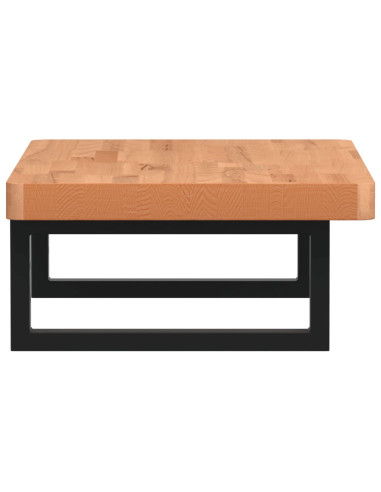 Ripiano a Parete per Lavabo in Acciaio e Massello di Faggio