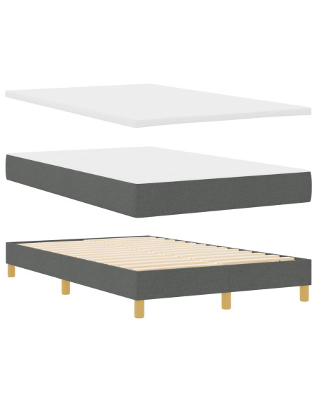 Letto a molle con materasso Grigio scuro 120 x 190 cm Tessuto
