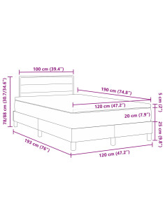 Letto a molle con materasso Grigio scuro 120 x 190 cm Tessuto 2