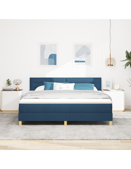 Letto Box Spring  con Materasso Blu 180x200 cm Tessuto