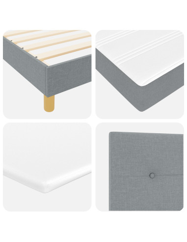 Letto a molle con materasso Grigio chiaro 120 x 190 cm Tessuto