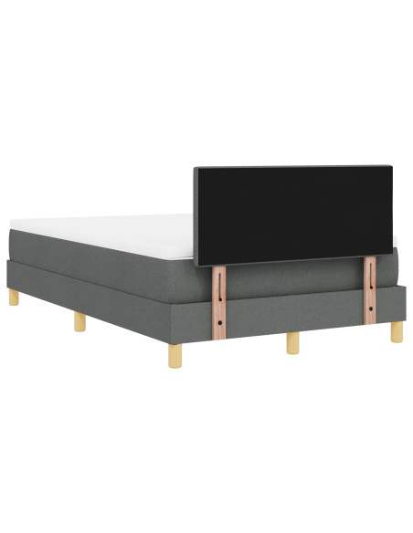Letto con rete a doghe e materasso grigio scuro 120x190 cm tessuto